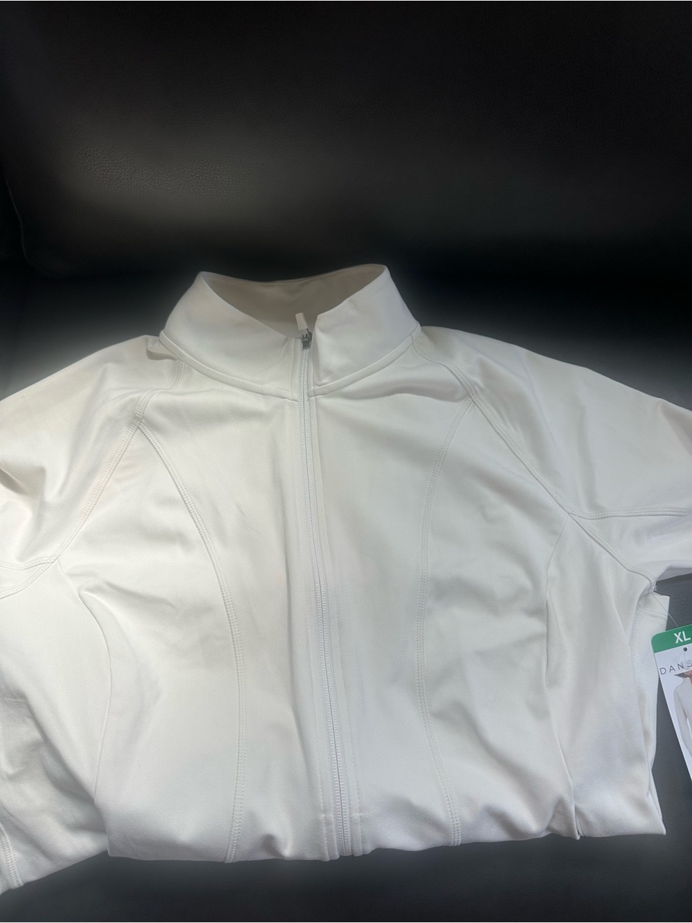 Danskin White Full-Zip Athletic Bomber Jacket